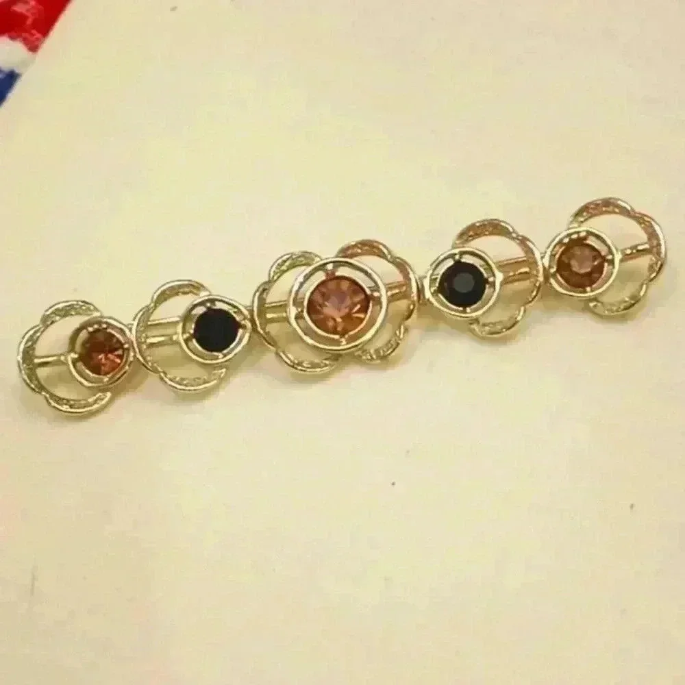 Sarah Coventry‎ Amber-Jet Bar Pin